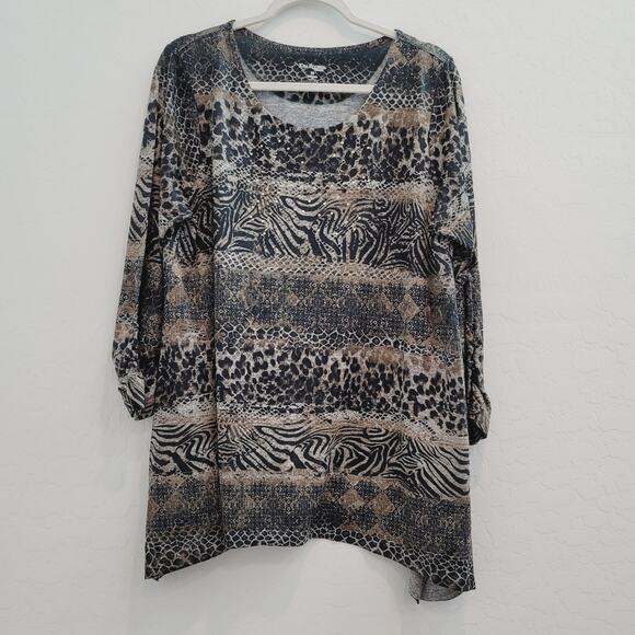 NWOT Kim Rogers Animal Prints Blouse Top Women's Size 1X - Picture 4 of 9